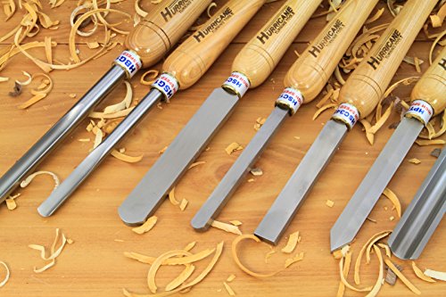Hurricane Woodturning 8 Piece Starter Set - Bowl Gouge, Scraper, Spindle Roughing Gouge, Lathe Chisel Set
