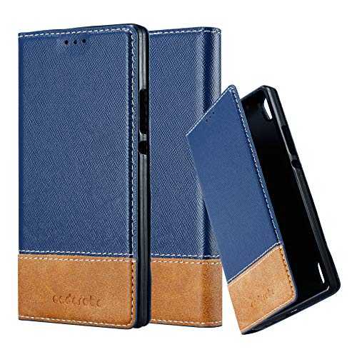Cadorabo Funda Libro para Huawei P7 en Azul MARRÓN   Cubierta Proteccíon con Cierre Magnético, Tarjetero y Función de Suporte   Etui Case Cover Carcasa