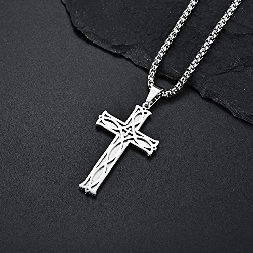 Rehoboth Men's Irish Celtic Knot Cross Pendant Necklace for Womens Mens Stainless Steel 24" Chain Black Gold Silver2
