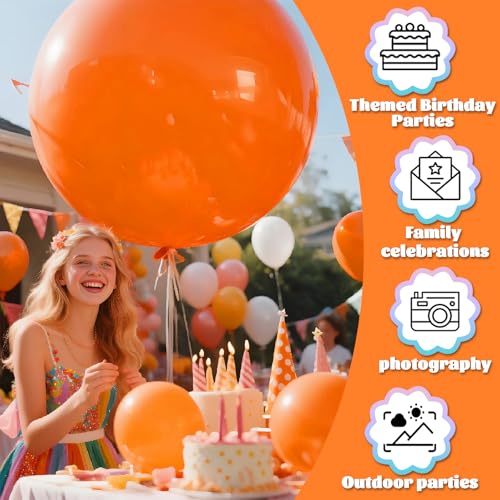 Image of Orange Balloons 9pcs, 36 Inch Large Orange Balloons for Balloon Garland Arch as Birthday Party Decorations, Wedding Decorations
