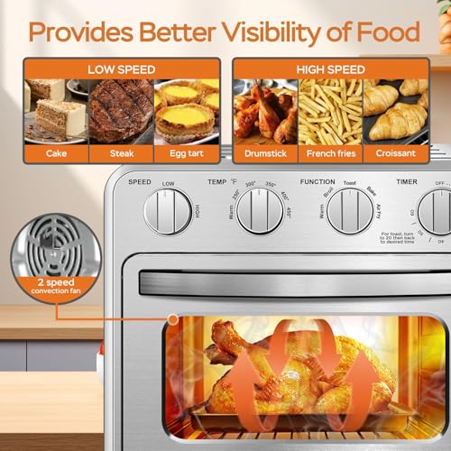Image of Geek Chef Air Fryer Toaster Oven Combo, 16QT 5-in-1 Toaster Ovens Countertop, Convection AirFryer with Bake, Air fryer & Toaster, Broil and Warm Functions, Stainless Steel Easy Oven for Wonder Meals