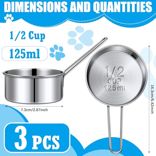 Qinyoung 3 Pack Vasos Medidores 1/2 Taza Acero Inoxidable miniatura 2