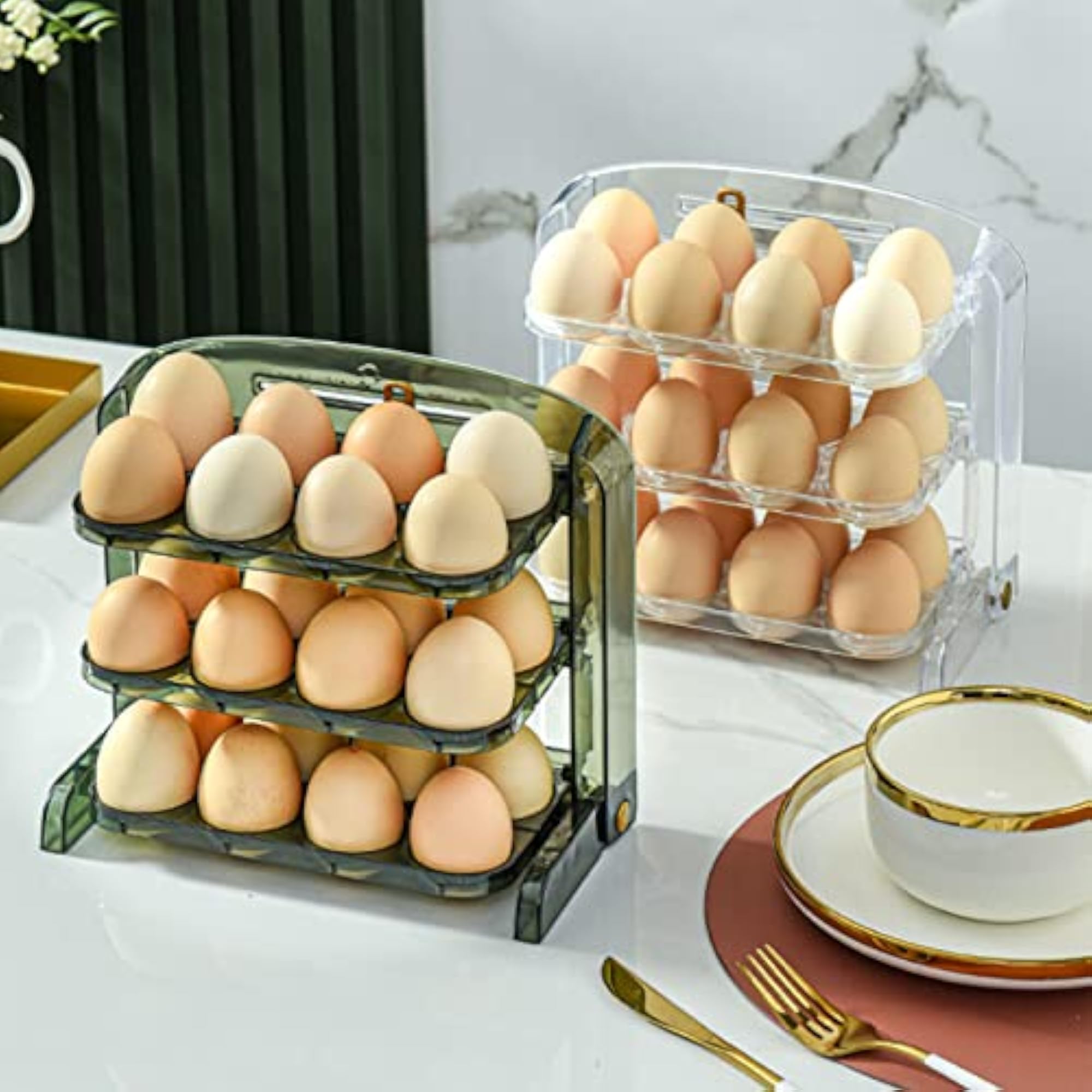 Egg Storage Container, 3 Layers Space Saving Holder