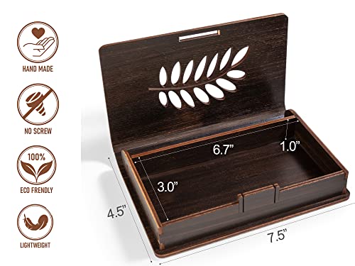 Handmade Wooden Gift Box - Keepsake Memory Box, Trinket Holder, Unique Gift Box Holder For Jewelry, Gift Card, Souvenir For Birthday, Christmas, Baby Or Bridal Shower, Him Or Her (Single Leaf) #TOP2