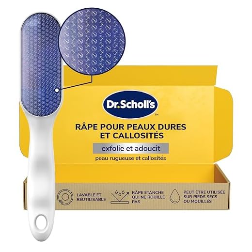 Dr. Scholl’s Râpe Pieds Manuelle en Nano Verre – Élimine en douceur la peau dure et les callosités sur pieds secs ou mouillés – Râpe étanche qui ne rouille pas – Lavable et réutilisable