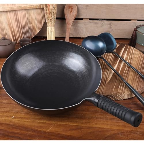 Wok chino de hierro martillado con tapa de madera miniatura 2