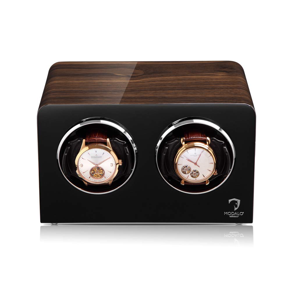 MODALO Uhrenbeweger (Watch Winder) Inspiration MV4 für 2 Uhren Walnuss-Holz Design…