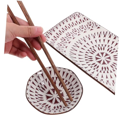 Set de 2 platos japoneses de cerámica para sushi con palillos miniatura 6