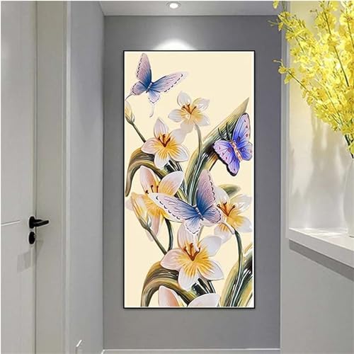 Peinture Diamant Fleur de papillon Broderie Grand Format Kit Cadeau Créatif
