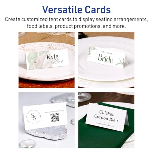 Avery Printable Rectangle Place Cards, Sure Feed Technology, 1-7/16" x 3.75", Matte White Cardstock, Print-to-the-Edge, Laser/Inkjet, 300 Total, Great for Place Settings, Seating Cards, and More by Avery - Used condition - Image 3