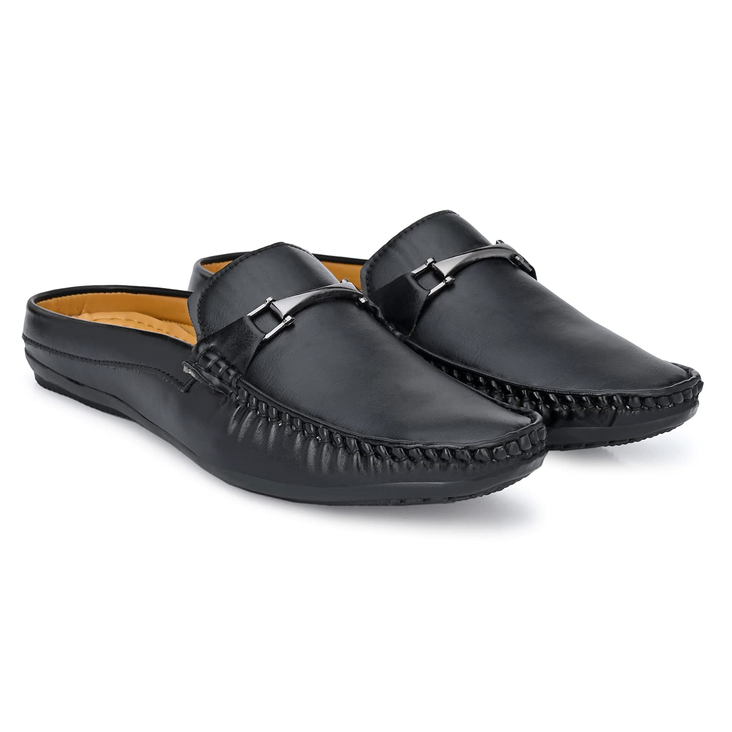AZZARO BLACK Mens Black Synthetic Leather Slip-On Stylish Casual Clog Loafers 8 (B09DKJ2FYP) Amazon Price History, Amazon Price Tracker