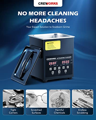 Creworks SX-DUCBK02US 2L Digital Ultrasonic Cleaning Machine With Degas And Gentle Mode, 60W Ultrasonic Cleaner Machine With Heater And Timer thumb #1