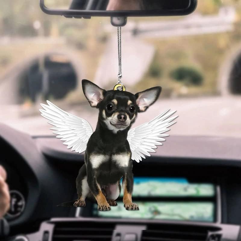 LESAC Chihuahua 2D con ala de ángel, regalo conmemorativo para amantes de los perros, mamá, perro, papá, dueño de cachorros, recuerdo de la pérdida