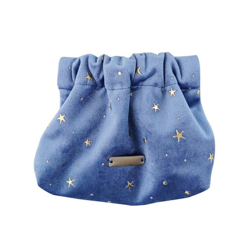 POPETPOP Cosmetic Bag for Women, Small Portable Blue Makeup Purse for Travel, Aesthetic Storage for Women, Girls