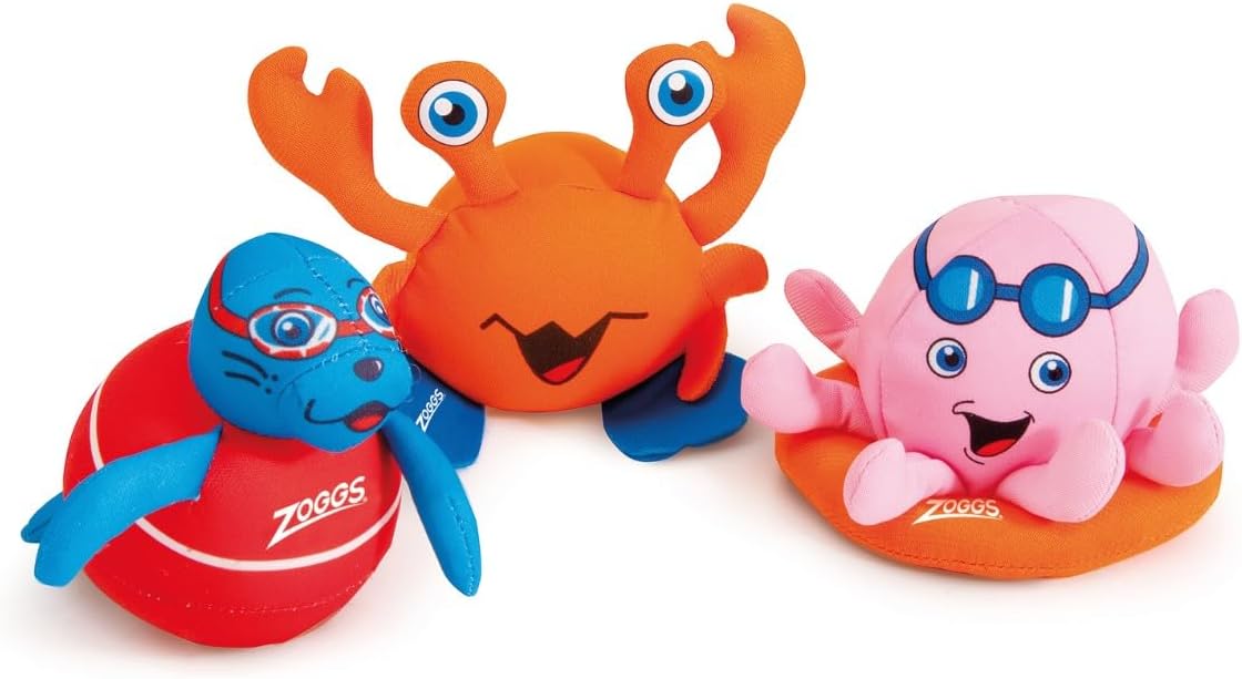 Zoggs Zoggy Soakers for Babies and Toddlers | Set of 3 Soft Foam Characters for Early Water Play | Builds Water Confidence from 3 Months+ | Fun Bath and Pool Toys | 465399-AST