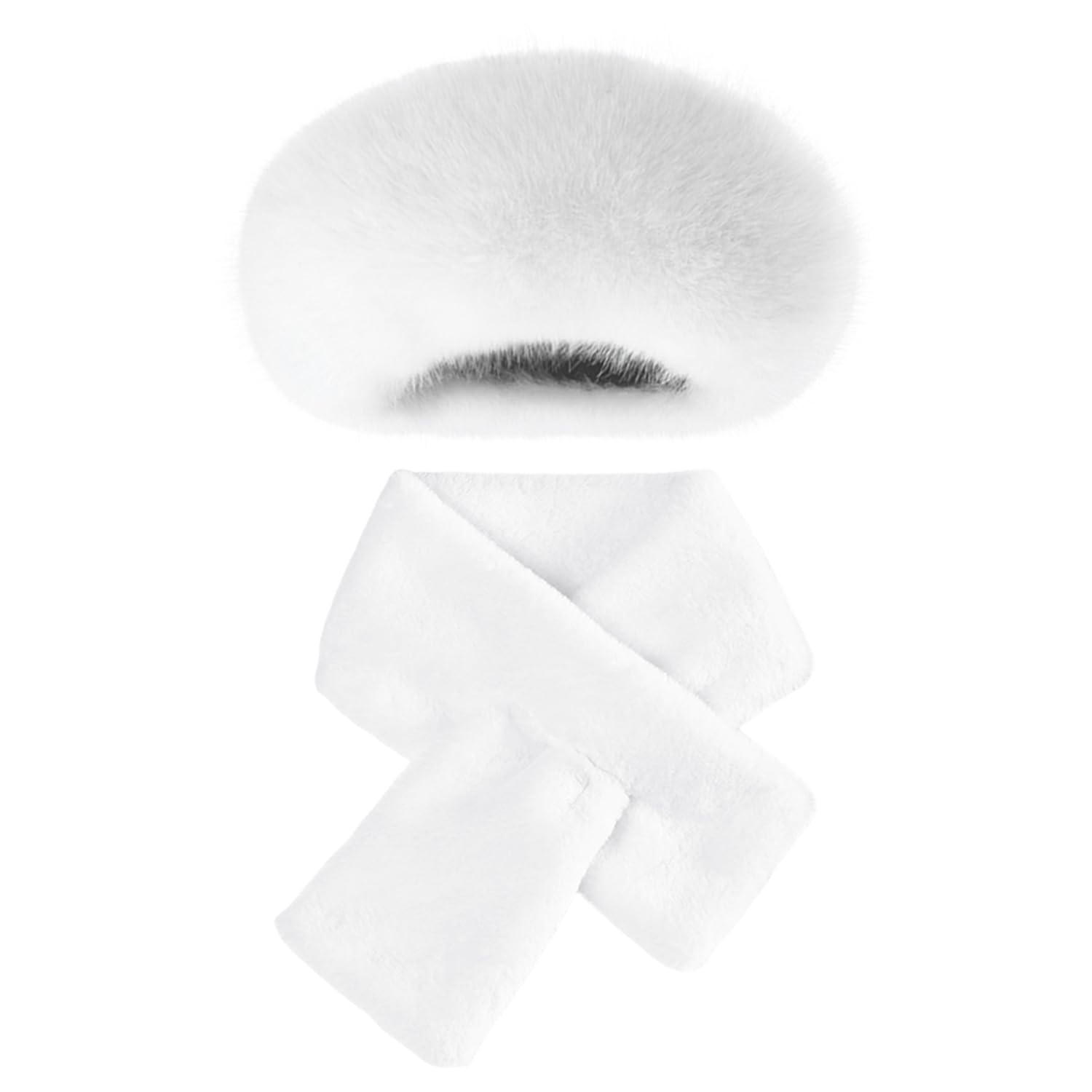 WUFGWBD White Hat and scarf, Plush Warm Winter Supplies for Women