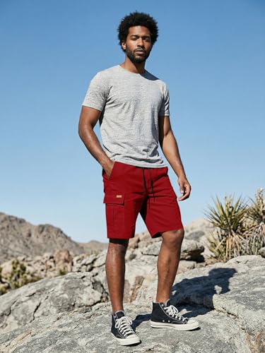 Image of JMIERR Mens Casual Cotton Twill Cargo Shorts Drawstring Classic Chino Stretch Short with 6 Pockets