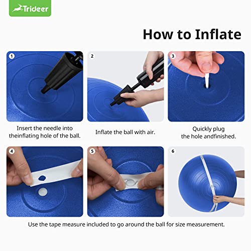 Trideer バランスボール 55cm 厚い 耐荷重150KG アンチバースト 滑り止め 空気入れ付き フィットネスボール ピラティスボール ヨガ 椅子 8枚目