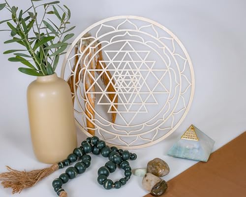 Fourth Level MFG 12” Sri Yantra, Sacred Geometry Wood Wall Art, Zen Home Decor for Yoga and Meditation, Reiki Healing, Chakra Crystal Grid Board, Spiritual Gift for Baptism, Wedding, Housewarming - Image 3