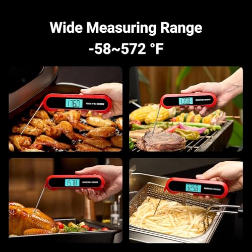 Professional 3X Faster 0.5sec Instant Read Meat Thermometer Digital, High Accuracy ±0.5°F, IP67 Waterproof, Auto Wake/Sleep & Rotate Display, NSF & NIST Certified, Backlight Fry Oil Candy Thermometer - image 6
