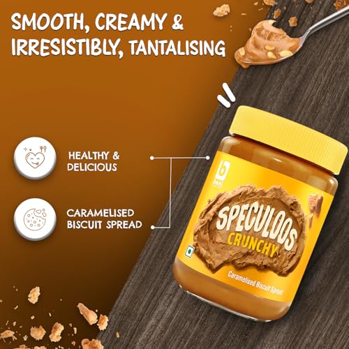 Image of BONI Speculoos Caramelised Biscuit Spread 400g | Crunchy Cookie Butter Style | Belgian Style Vegan Dessert Topping for Bread, Toast, Waffles & Pancakes