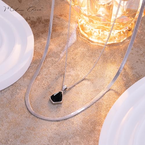 Milan Chiva Gold Pendant Necklace for Women 14K Dainty Cubic Zirconia GemStone Statement Chain Jewelry4