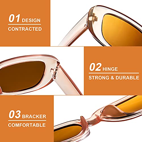 Frienda Black Rectangle Retro Chunky Sunglasses Pack Trendy Square Vintage 90s Glasses for Women Men4