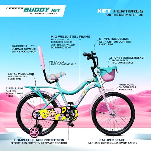 Leader Buddy 16T Sea Green/Light Pink Colour Cycle for Kids/Age Group 5-8 Years 7 51AKY2yunkL