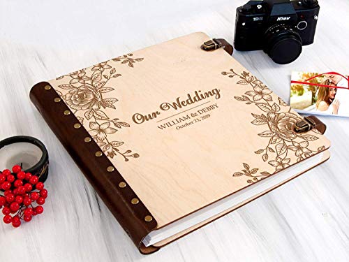 Wedding-Photo-Album-Personalized-Photo-Album-Rustic-Wedding-Gift-for-Couple-Wooden-Photo-Album-Custom-Unique-Photo-Book-Memory-Scrapbook-Album-Palisander-dark-wood