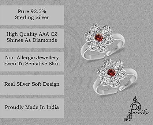 Parnika (Formerly MJ Designer Multi CZ Adorned Silver Toe Rings in Pure 92.5 Sterling Silver for Women | Chandi Bichiya | Gift for Her | With Certificate of Authenticity | - Image 6