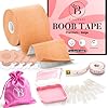 BLOOMORA Premium Boob Tape - Boobytape for Breast Lift with Nipple Covers - 2” / 5 cm Wide Invisible Boobtape - Breast Tape - Perfect for Strapless Dresses - Numerous Accessories included - Beige