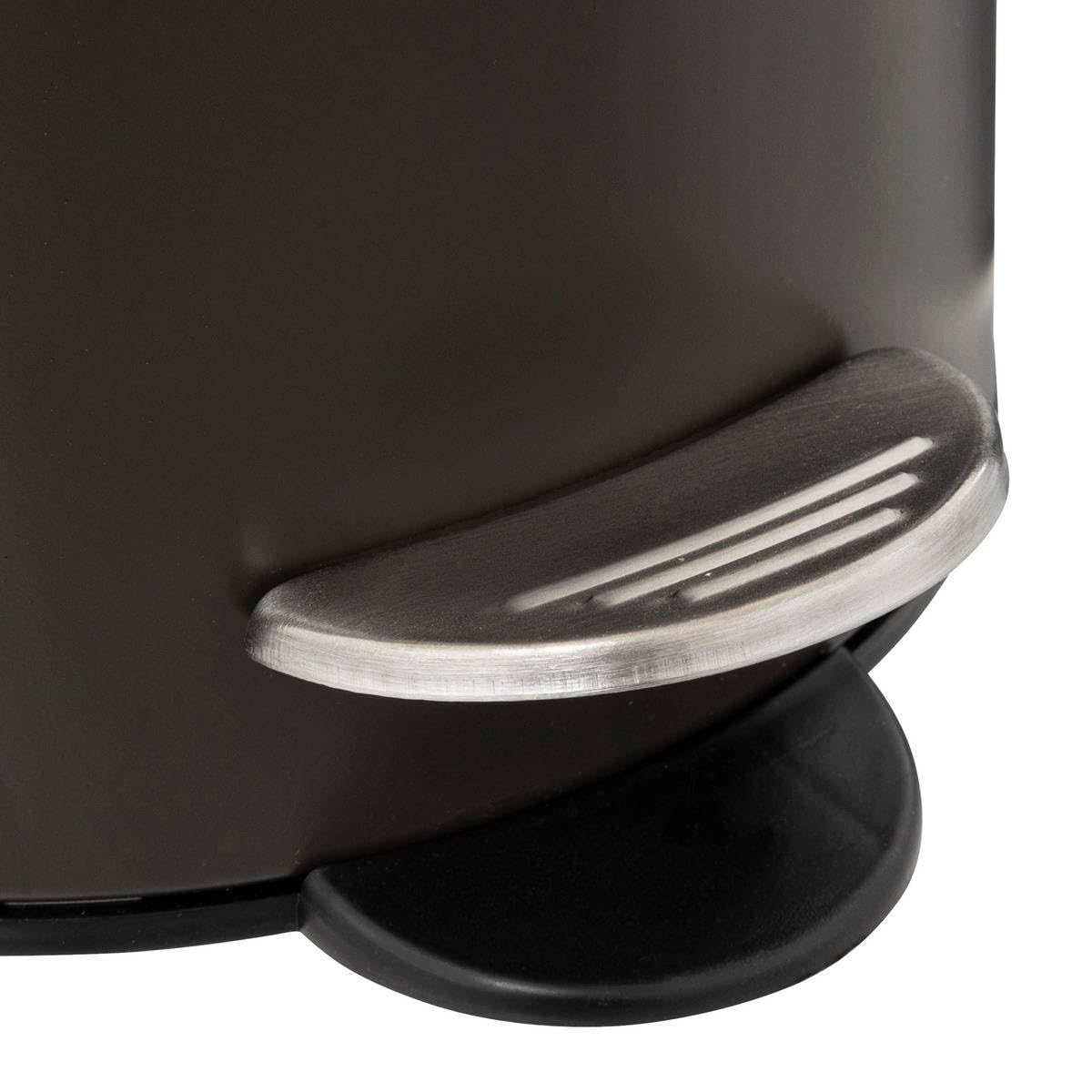 5Five - Cestino per il bagno - Nero - Colore moderno - Coperchio in bambù - Secchio e maniglia posteriore rimovibili