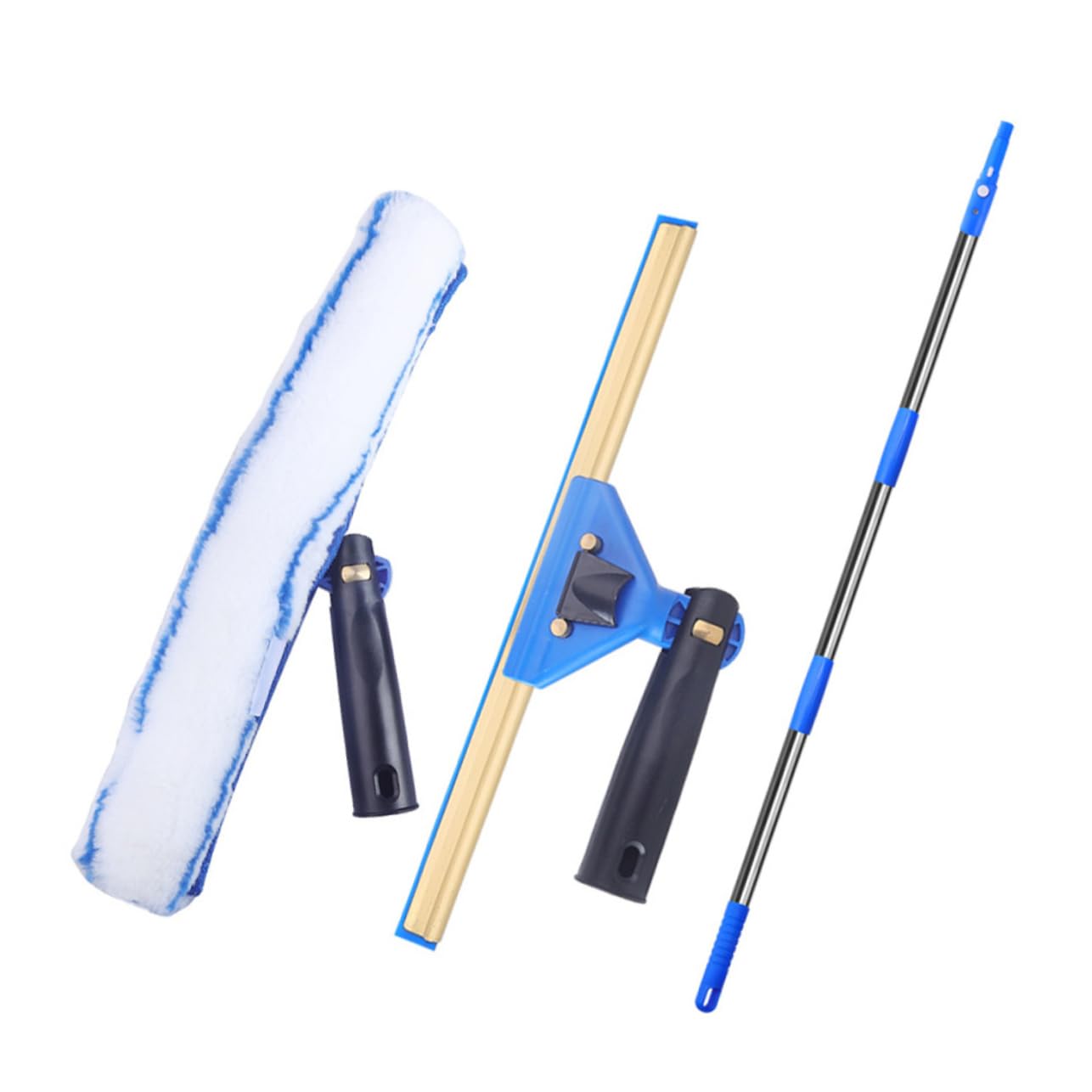 Mikinona 1 Juego Limpiacristales con Mango Extensible y Paño de Microfibra Kit para Limpieza de Ventanas Puertas Correderas y Cristales de Ducha Herramienta Práctica y Ligera para Hogar