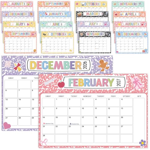 Colorful Large Teacher Desk Calendar 2026-2027 18 Month Wall Calendar 2026 Jan. - 2027 Jun. 17X11.5 Monthly Planner with Lanyard for Classroom Back to School Office Supplies Appreciation Gifts