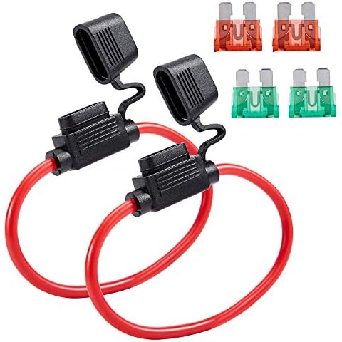 FEBRYTOLD 10 Gauge Inline Fuse Holder - 2 Pack Fuse Holder Waterproof Pigtail Fuse Relay with 2 Pack 30AMP Blade Fuse & 2 Pack 40AMP Blade Fuse for Car Truck Boat Motorcycle Cover