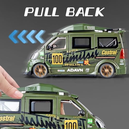 Image of 1:24 Scale Wuling Track Sports Van Diecast Model Car Premium Collectible with Realistic Details, Pull-Back Action, for Kids & Adults Best Gift Toys (Green)