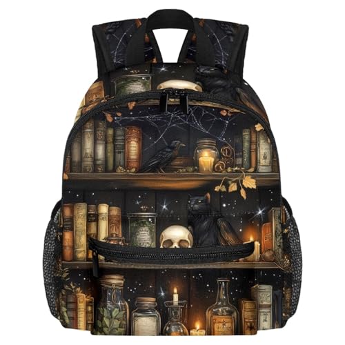 KengjuTesu Mochila de viaje para niños y niñas, para jardín de infantes, guardería, escuela, estantería, calavera, gato, Multicolor, Talla única