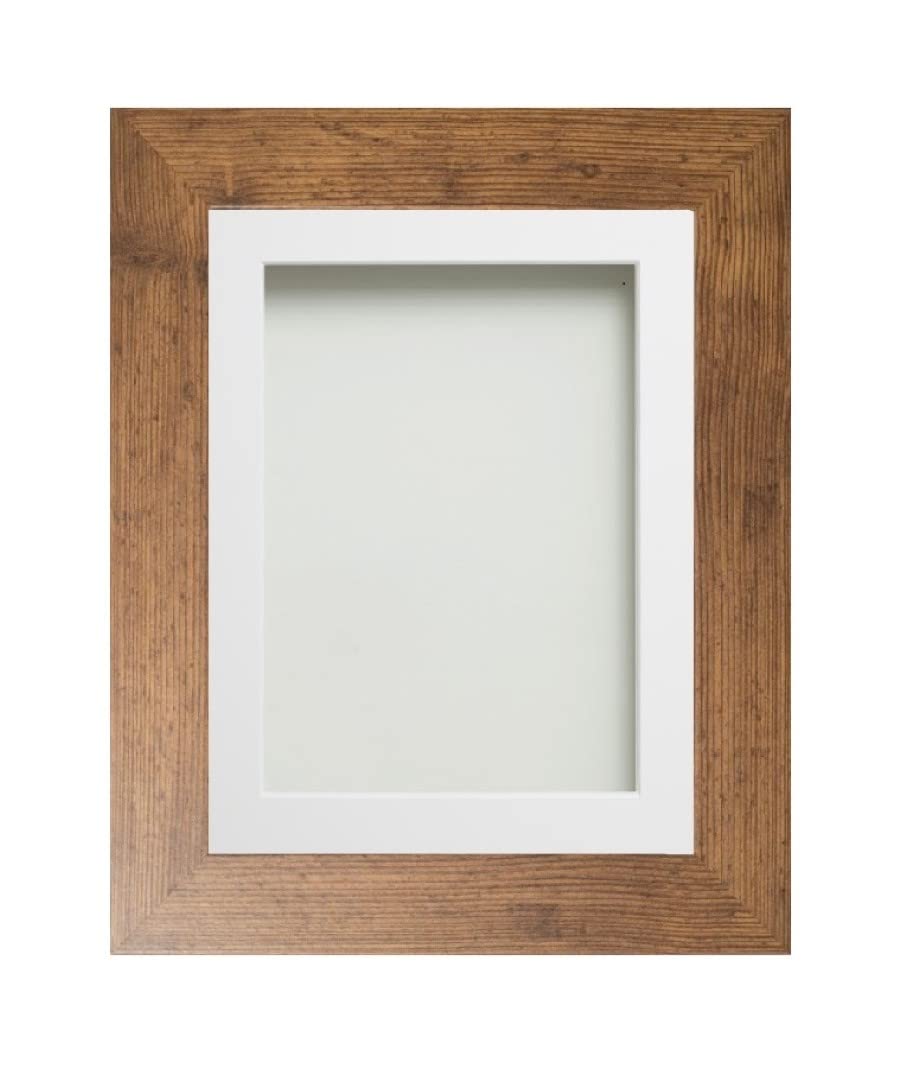 Frame Company Watson Rustic Picture Photo Frame fitted with Perspex, 36x24 inch with White Mount for image size 30x20 inch