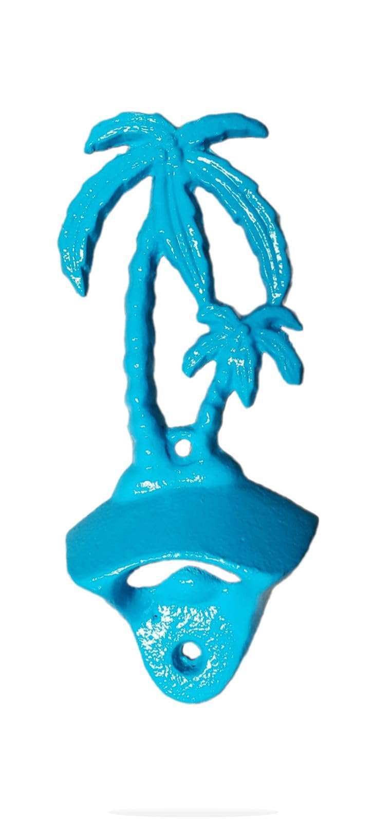 Cast Iron Palm Tree Bottle Opener Nautical Soda Opener Turquoise XLR-1474 Farmhouse Home Wall Desk Office Home Decor Hanging Decorations