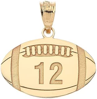 Sports Charms Certified 10k Yellow Gold Customized Football Pendant with Your Name and Number - coolthings.us