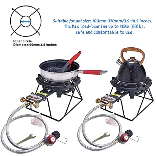 ARC Outdoor Propane Burner Stove, 13" Single Propane Wok Burner, Cast Iron Portable Wok Burner With Sturdy Stand, Bilateral Control Rings and 0-20 PSI Adjustable regulator, Stainless Steel Hose