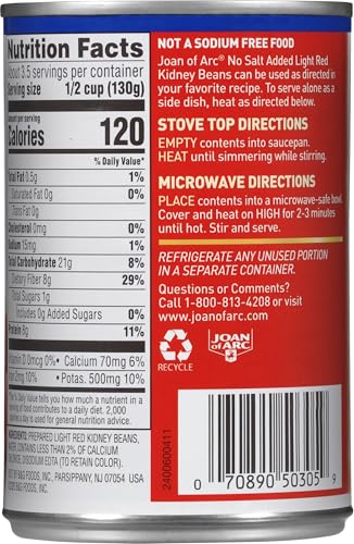 Joan of Arc Beans, No Salt Added, Light Red Kidney Beans, 15.5 Ounce - Image 4