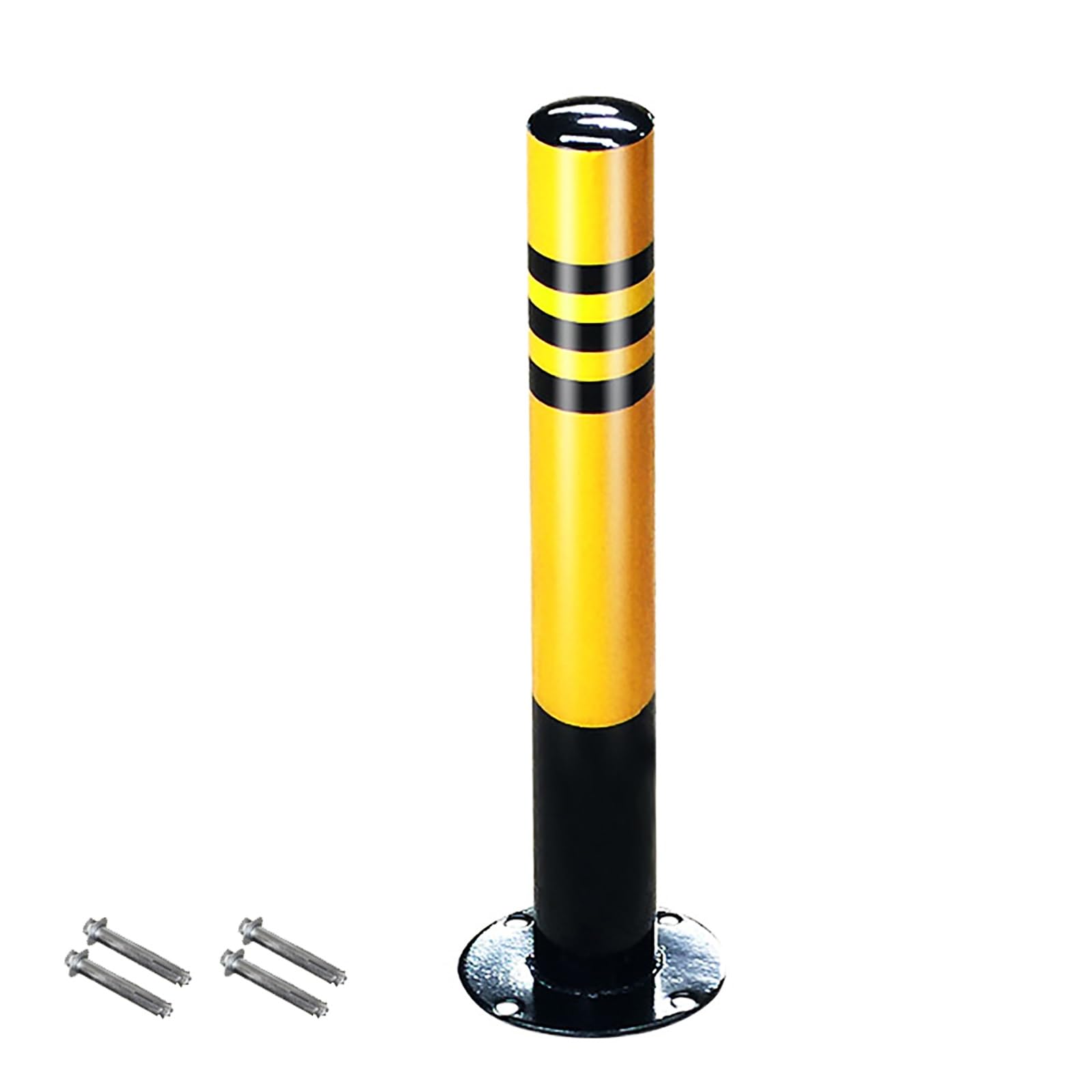 Poste de seguridad de Tubo de Acero de 24 pulgadas, bolardos de estacionamiento con Cinta reflectante, Barrera de seguridad para estacionamientos, entradas de vehículos y caminos de garaje.