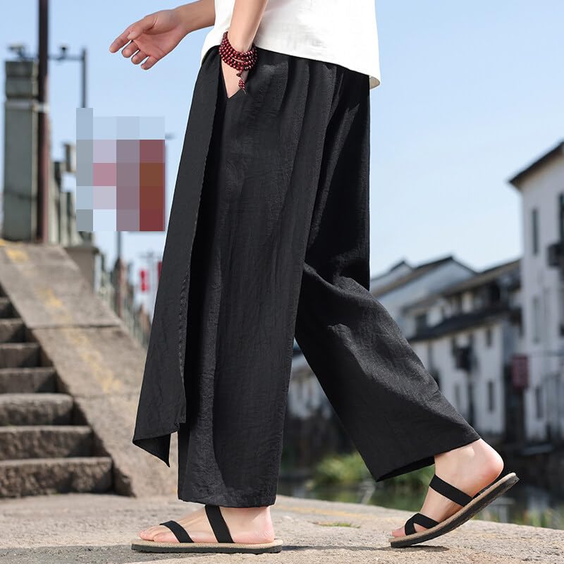 Men's Pants Spring Summer Retro Chinese Style Loose Fit Casual Elastic Waist Trouser4