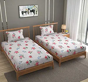 SPSON'S HANDLOOM 160TC Super Soft Glace Cotton Single Bed Bedsheets Single Bedsheets with 2 Pillow Covers - Combo Pack of 2 (Single, Vibrant Flower with Multicolour) 14