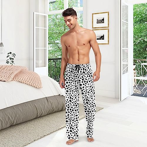 Eionryn Black White Dalmatian Dog Print Mens Pajama Pants Lounge Bottoms Soft Sleep Pants S2