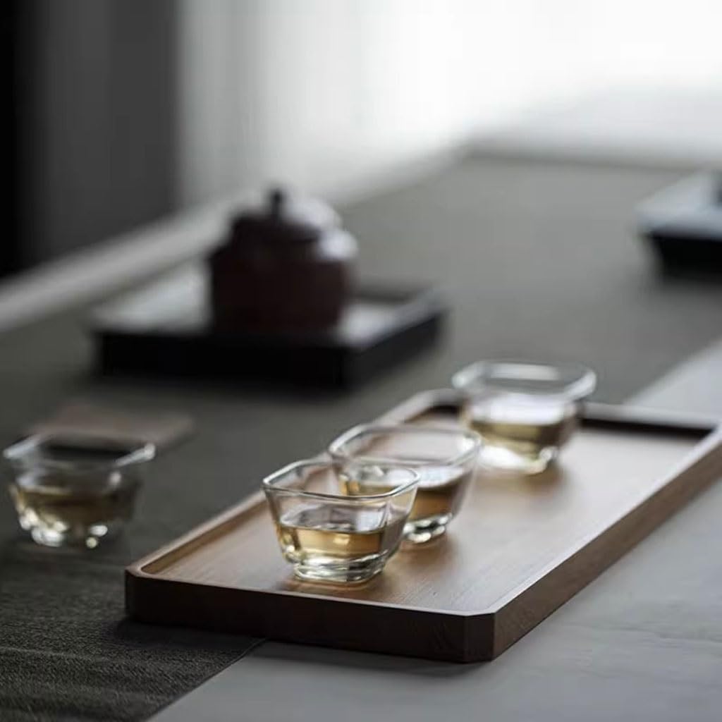 Bandeja de Madera para Servir - Bandeja Rectangular pequeña para Tetera para Uso doméstico - Bandejas de Madera Maciza para Servir Comida, refrigerios y Bebidas Hora del té