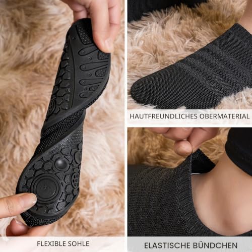 Sosenfer Hausschuhe Herren Damen Barfuss Schuhe Damen Rutschfest Slip on Slipper Flache Barfusshausschuh Home Kuschelige Pantoffel Geschlossen Unisex – Bild 2