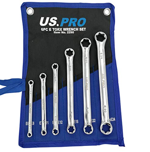 Jeu de clés polygonales doubles E6-E24 6 pièces - Profil E pour vis Torx externes