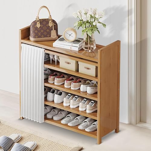 Meuble à chaussures pliable en bambou à 5 niveaux pour optimiser l'entrée